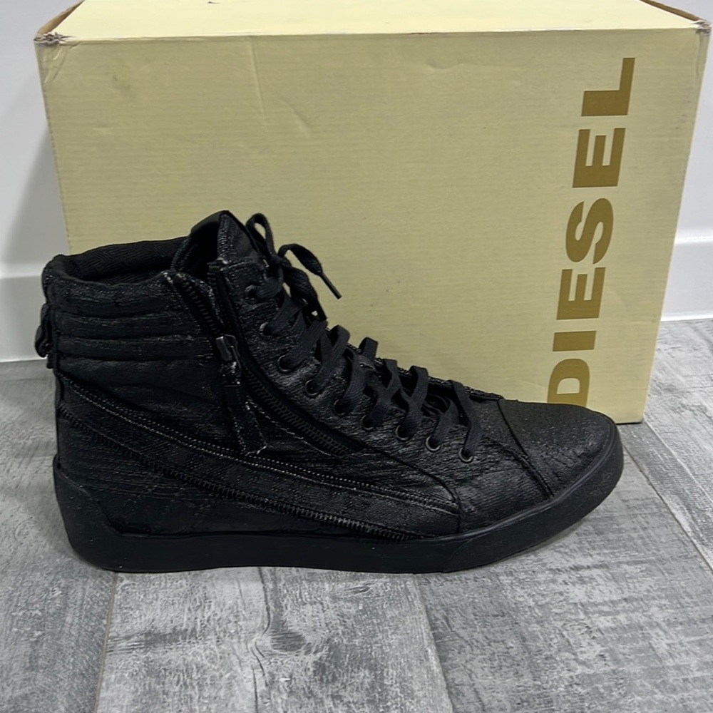 Black Diesel Sneakers With Zip detail